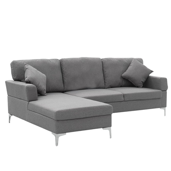 NNEDSZ Sarantino Linen Corner Sofa Couch Lounge L-shape W/right Chaise Seat Dark Grey