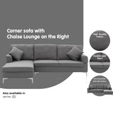 NNEDSZ Sarantino Linen Corner Sofa Couch Lounge L-shape W/right Chaise Seat Dark Grey