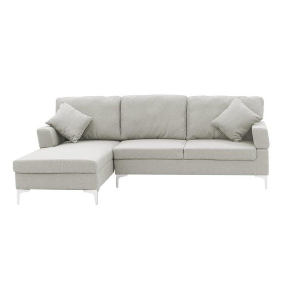 NNEDSZ Sarantino Linen Corner Sofa Couch Lounge L-shape W/right Chaise Seat Light Grey