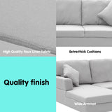 NNEDSZ Sarantino Linen Corner Sofa Couch Lounge L-shape W/right Chaise Seat Light Grey