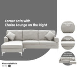 NNEDSZ Sarantino Linen Corner Sofa Couch Lounge L-shape W/right Chaise Seat Light Grey