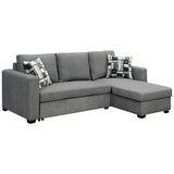 NNEDSZ Sarantino Fontana Pullout Sofa Bed with Storage Chaise Lounge - Grey