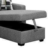 NNEDSZ Sarantino Fontana Pullout Sofa Bed with Storage Chaise Lounge - Grey