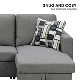 NNEDSZ Sarantino Fontana Pullout Sofa Bed with Storage Chaise Lounge - Grey