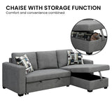 NNEDSZ Sarantino Fontana Pullout Sofa Bed with Storage Chaise Lounge - Grey