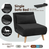 NNEDSZ Sarantino Adjustable Chair Single Sofa Bed Faux Velvet - Black