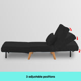 NNEDSZ Sarantino Adjustable Chair Single Sofa Bed Faux Velvet - Black