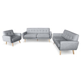 NNEDSZ Sarantino 6-Seater Linen Sofa Set Couch Futon - Light Grey