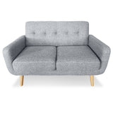 NNEDSZ Sarantino 6-Seater Linen Sofa Set Couch Futon - Light Grey