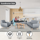 NNEDSZ Sarantino 6-Seater Linen Sofa Set Couch Futon - Light Grey