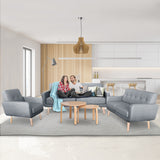 NNEDSZ Sarantino 6-Seater Linen Sofa Set Couch Futon - Light Grey