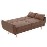 NNEDSZ Sarantino 3 Seater Modular Linen Fabric Sofa Bed Couch Futon Suite - Brown