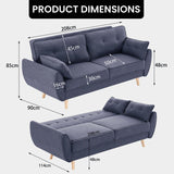 NNEDSZ Sarantino 3 Seater Modular Linen Fabric Sofa Bed Couch Futon Suite - Dark Grey