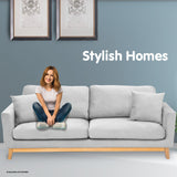 NNEDSZ Sarantino 3 Seater Faux Velvet Sofa Bed Couch Furniture Light Grey