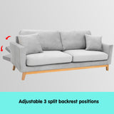 NNEDSZ Sarantino 3 Seater Faux Velvet Sofa Bed Couch Furniture Light Grey