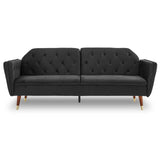 NNEDSZ Sarantino Faux Velvet Tufted Sofa Bed Couch Futon - Black