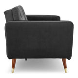 NNEDSZ Sarantino Faux Velvet Tufted Sofa Bed Couch Futon - Black