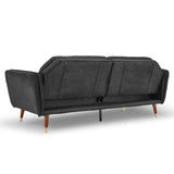 NNEDSZ Sarantino Faux Velvet Tufted Sofa Bed Couch Futon - Black