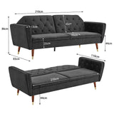 NNEDSZ Sarantino Faux Velvet Tufted Sofa Bed Couch Futon - Black