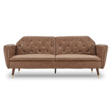 NNEDSZ Sarantino Faux Velvet Tufted Sofa Bed Couch Futon - Brown