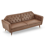 NNEDSZ Sarantino Faux Velvet Tufted Sofa Bed Couch Futon - Brown