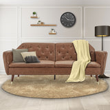 NNEDSZ Sarantino Faux Velvet Tufted Sofa Bed Couch Futon - Brown