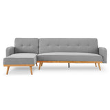 NNEDSZ Sarantino 3-Seater Corner Sofa Bed with Chaise Lounge - Light Grey