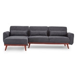 NNEDSZ Sarantino Faux Velvet Sofa Bed Couch Lounge Chaise Cushions Dark Grey