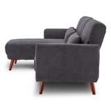 NNEDSZ Sarantino Faux Velvet Sofa Bed Couch Lounge Chaise Cushions Dark Grey