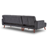 NNEDSZ Sarantino Faux Velvet Sofa Bed Couch Lounge Chaise Cushions Dark Grey
