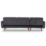 NNEDSZ Sarantino Faux Velvet Sofa Bed Couch Lounge Chaise Cushions Dark Grey
