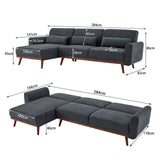 NNEDSZ Sarantino Faux Velvet Sofa Bed Couch Lounge Chaise Cushions Dark Grey