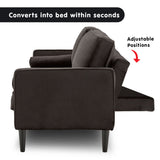 NNEDSZ Sarantino Faux Velvet Sofa Bed Couch Furniture Lounge Suite - Black