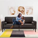 NNEDSZ Sarantino Faux Velvet Sofa Bed Couch Furniture Lounge Suite - Black