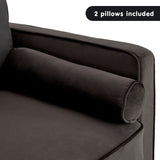 NNEDSZ Sarantino Faux Velvet Sofa Bed Couch Furniture Lounge Suite - Black