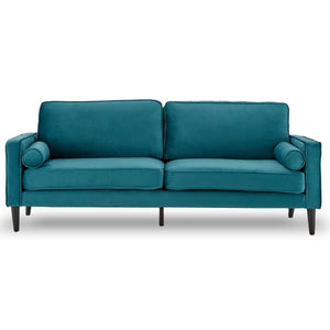 NNEDSZ Sarantino Faux Velvet Sofa Bed Couch Furniture Lounge Suite Seat Blue