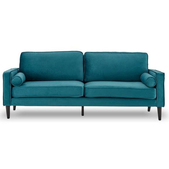 NNEDSZ Sarantino Faux Velvet Sofa Bed Couch Furniture Lounge Suite Seat Blue