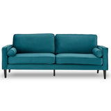 NNEDSZ Sarantino Faux Velvet Sofa Bed Couch Furniture Lounge Suite Seat Blue