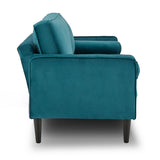 NNEDSZ Sarantino Faux Velvet Sofa Bed Couch Furniture Lounge Suite Seat Blue