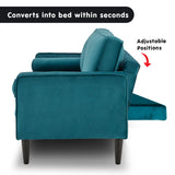 NNEDSZ Sarantino Faux Velvet Sofa Bed Couch Furniture Lounge Suite Seat Blue