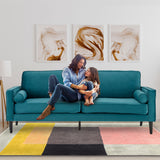 NNEDSZ Sarantino Faux Velvet Sofa Bed Couch Furniture Lounge Suite Seat Blue