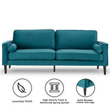NNEDSZ Sarantino Faux Velvet Sofa Bed Couch Furniture Lounge Suite Seat Blue