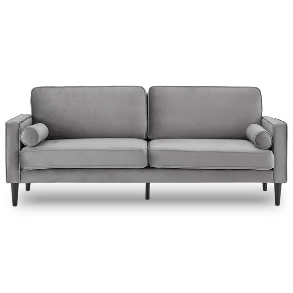 NNEDSZ Sarantino Faux Velvet Sofa Bed Couch Furniture Lounge Suite Seat Grey