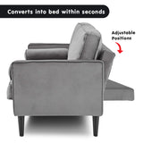 NNEDSZ Sarantino Faux Velvet Sofa Bed Couch Furniture Lounge Suite Seat Grey