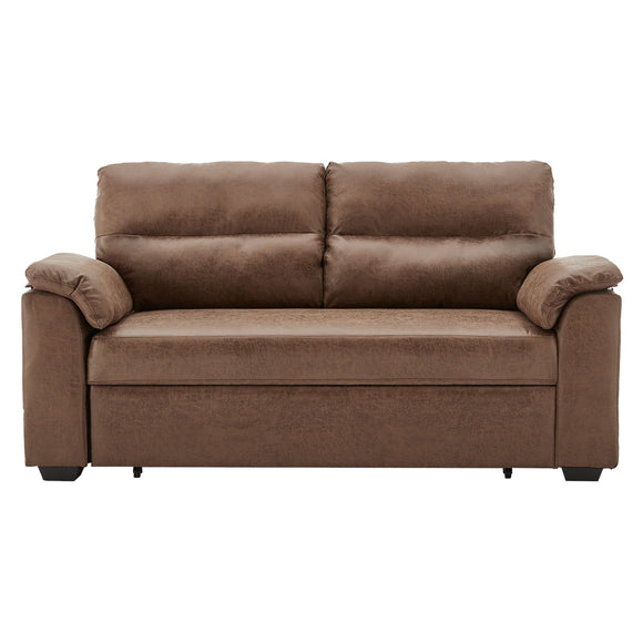 NNEDSZ Sarantino Distressed Fabric Sofa Bed Couch Lounge - Brown