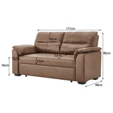 NNEDSZ Sarantino Distressed Fabric Sofa Bed Couch Lounge - Brown