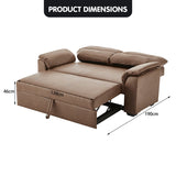 NNEDSZ Sarantino Distressed Fabric Sofa Bed Couch Lounge - Brown