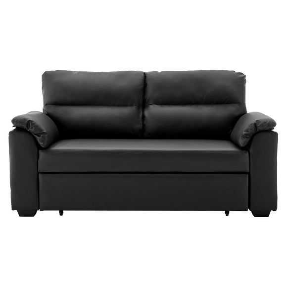 NNEDSZ Sarantino Faux Leather Sofa Bed Couch Lounge - Black