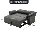 NNEDSZ Sarantino Faux Leather Sofa Bed Couch Lounge - Black