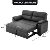 NNEDSZ Sarantino Faux Leather Sofa Bed Couch Lounge - Black